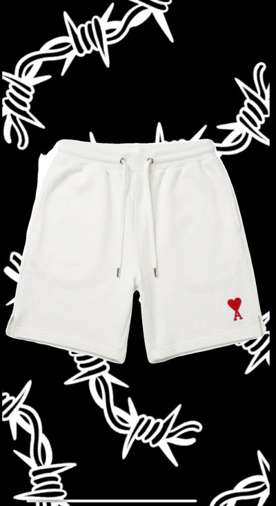 Ami Small A Heart Shorts White-Red Shop