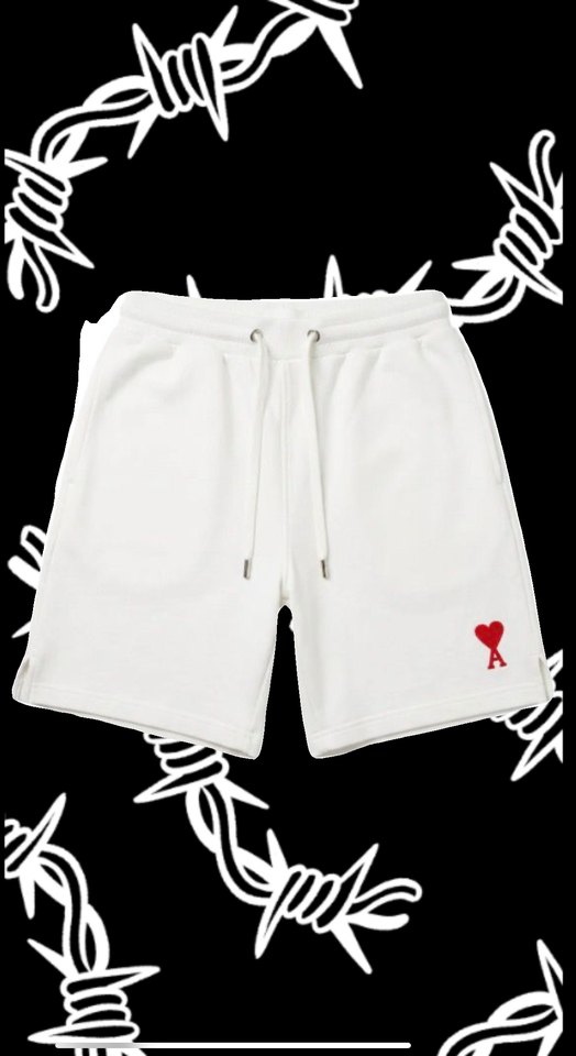 Ami Small A Heart Shorts White-Red Shop
