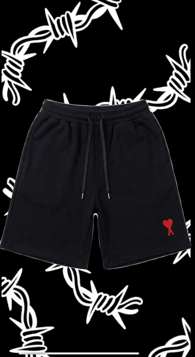 Ami Small  Heart Shorts White-Red Shop